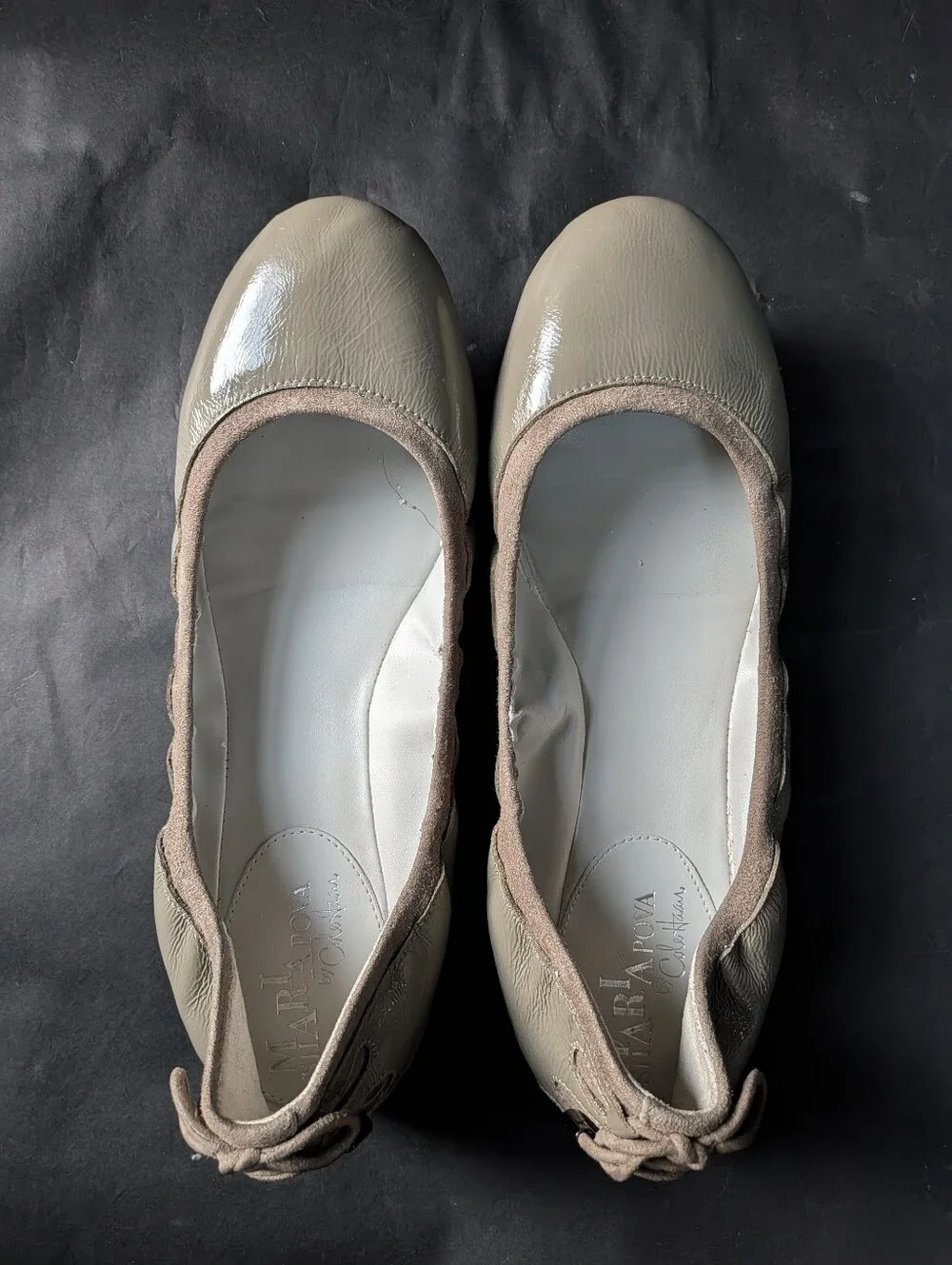 Cole Haan Maria Sharapova Nude Patent Leather Ballet Flats w/ Heel Laces Size 7